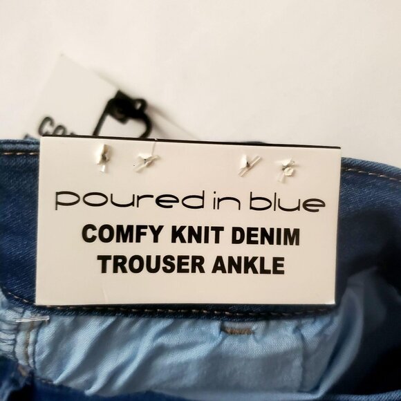 Poured In Blue Women's Comfy Knit Denim Trouser Ankle Premium Jeans Size 8 NWT - Picture 6 of 11